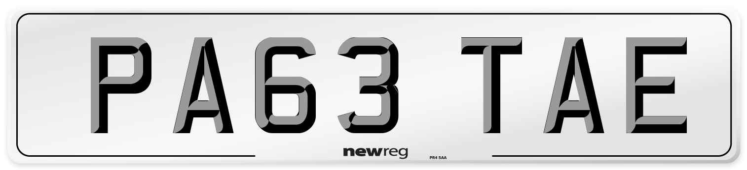 PA63 TAE Number Plate from New Reg